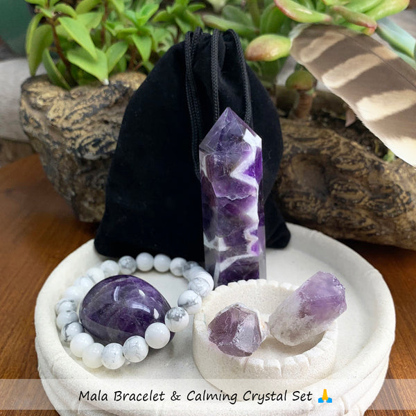 FREE GIVEAWAY! Amethyst Tranquility Crystal Set + Mala Bracelet (Just Pay Cost of Shipping)