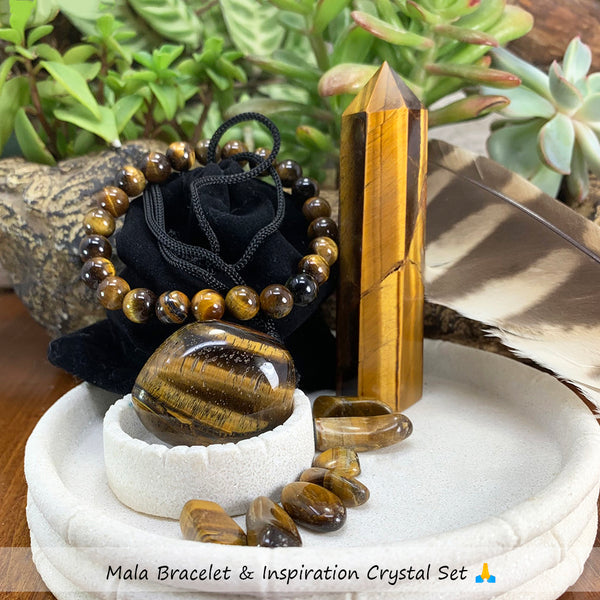 Conjunto de pulsera Mala y cristales de inspiración 🙏