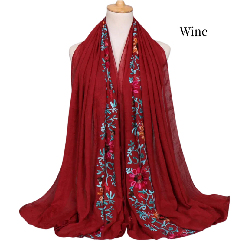 Boho Blossom Embroirdered Scarf