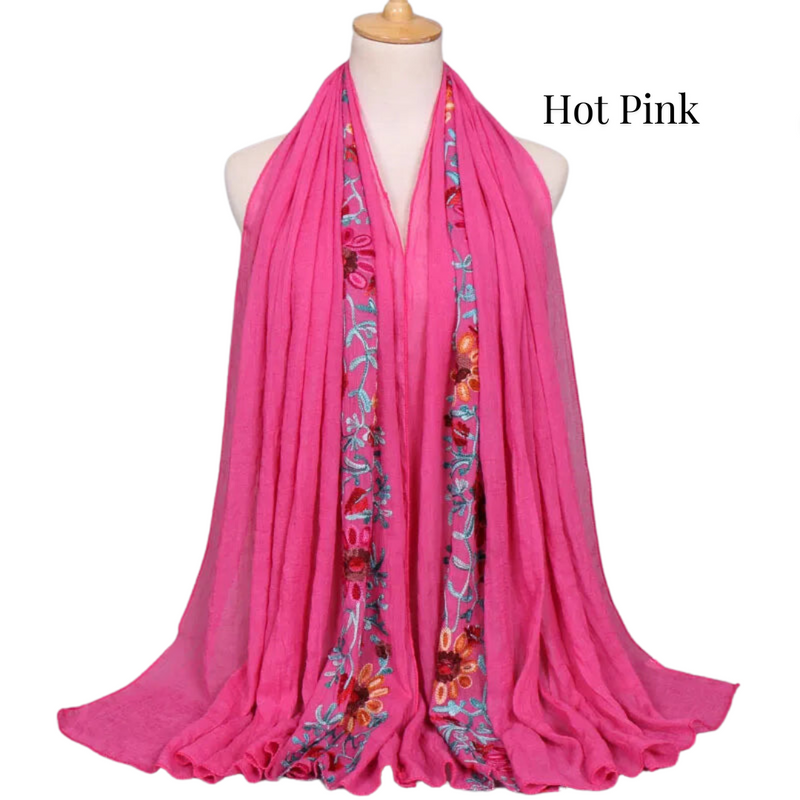 Boho Blossom Embroirdered Scarf