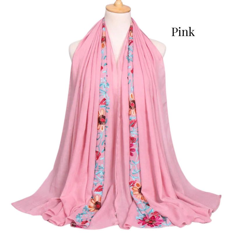 Boho Blossom Embroirdered Scarf