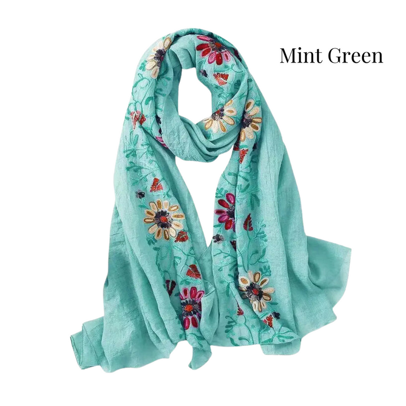 Boho Blossom Embroirdered Scarf