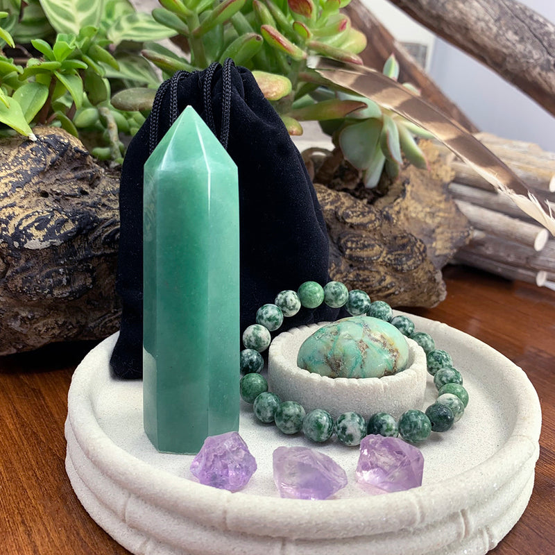 PRIZE WINNER! Aventurine Prosperity Set + Mala Bracelet