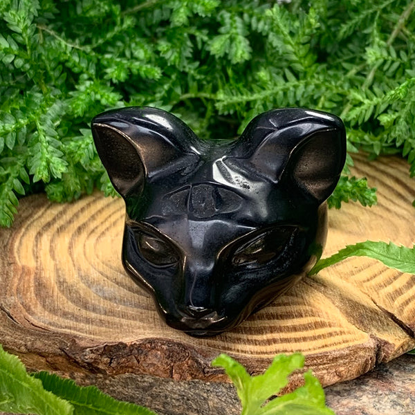 Crystal Animal Spirit Totems: Black Protection Agate Third Eye Cat