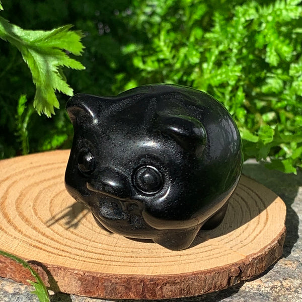 Crystal Animal Spirit Totems: Black Protection Agate Pig