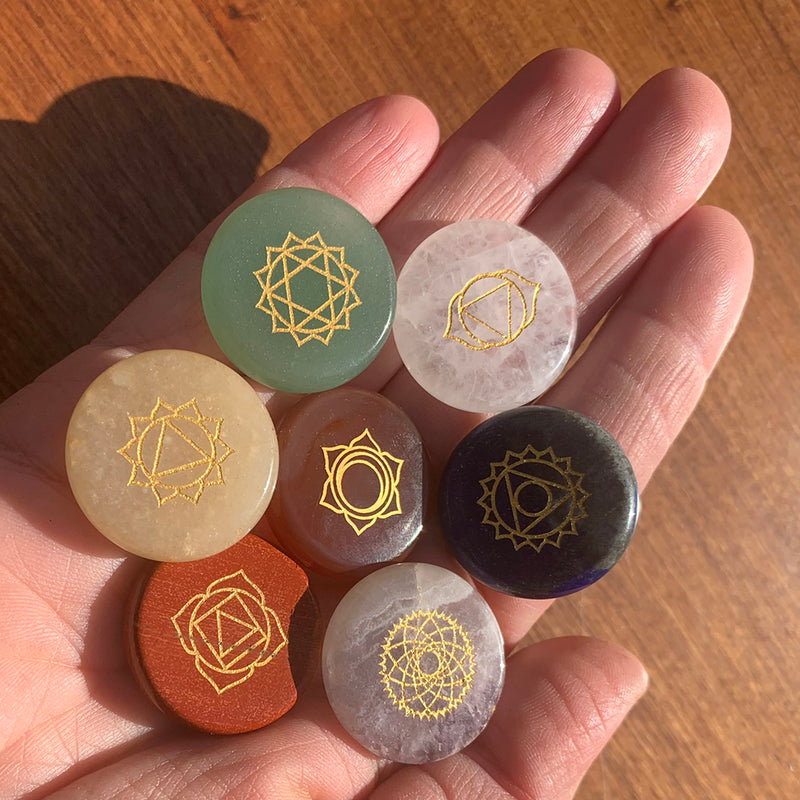 7-Chakra Engraved Crystal Stone Set