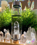 Crystal Wand Water Bottle + Protective Sleeve (Stainless Steel) - Quartz