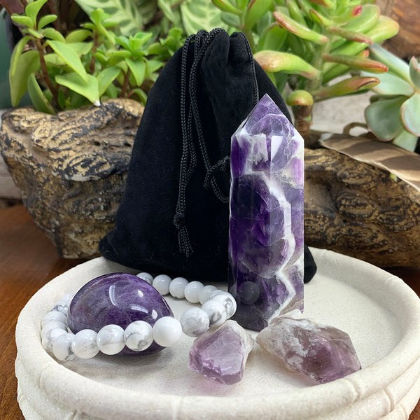 FREE GIVEAWAY! Amethyst Tranquility Crystal Set + Mala Bracelet (Just Pay Cost of Shipping)