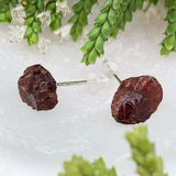 Earrings - Garnet Raw Stone Studs