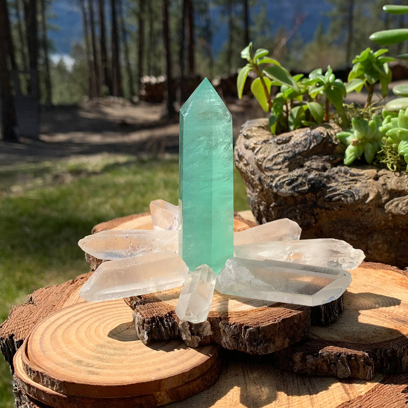 FREE GIVEAWAY! Green Fluorite & 8 PC Quartz Shards (Just Pay Cost of Shipping)