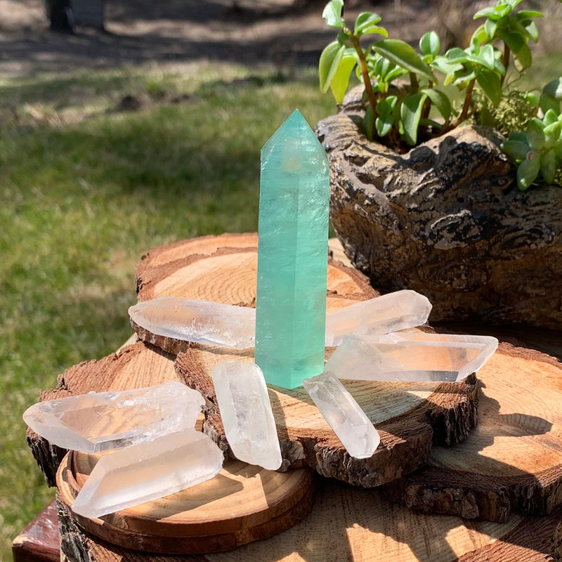 FREE GIVEAWAY! Green Fluorite & 8 PC Quartz Shards (Just Pay Cost of Shipping)