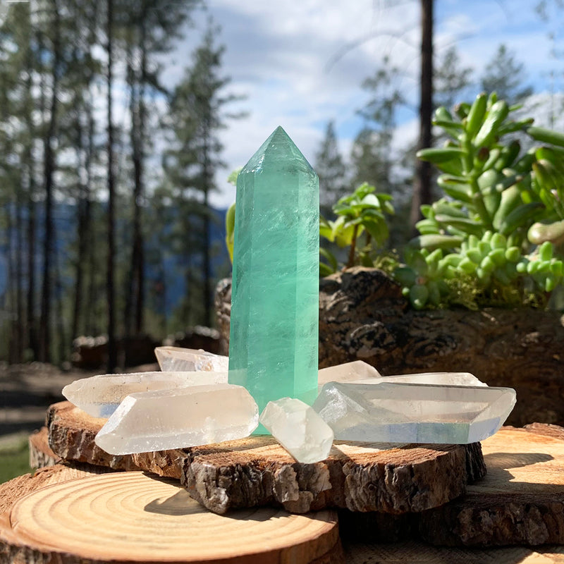 FREE GIVEAWAY! Green Fluorite & 8 PC Quartz Shards (Just Pay Cost of Shipping)