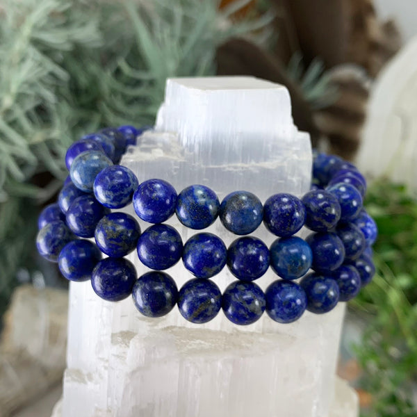 Mala Lapislazuli-Armband mit Samtbeutel