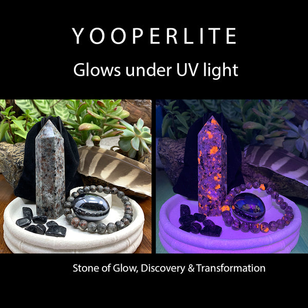 PRIZE WINNER! Yooperlite Glowing Stone Set + Mala Bracelet